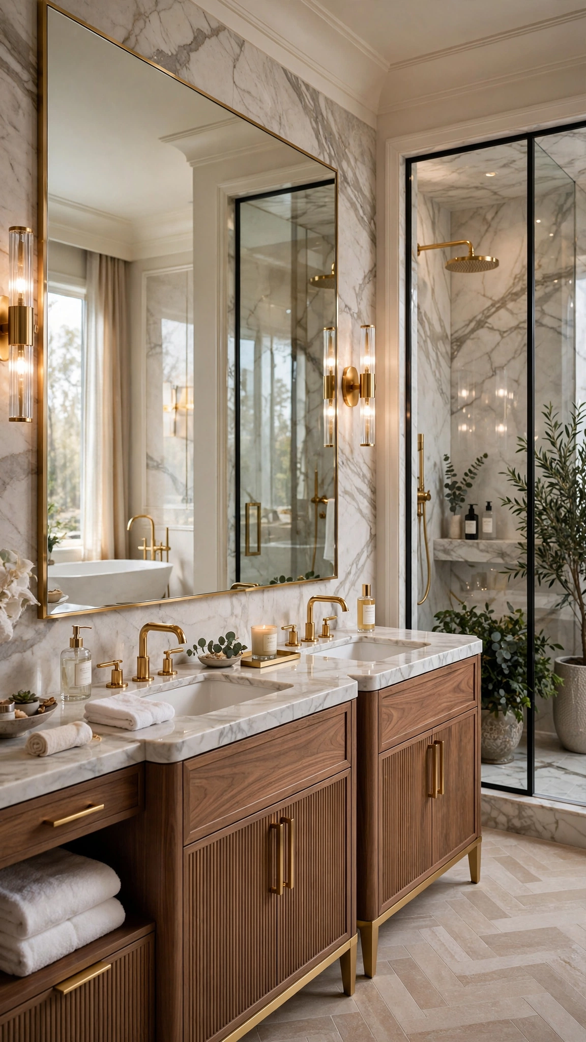 Modern Marble Vanity Bathroom — UGC video ad background environment by Crisp UGC Ads